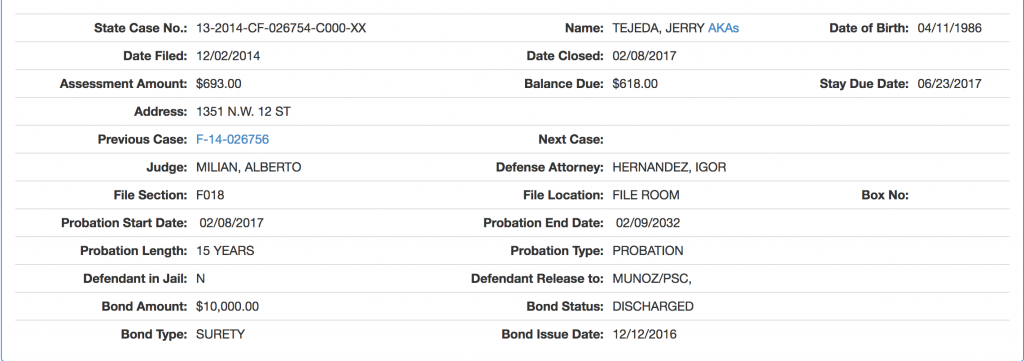 Resumen Caso Jerry Tejada Miami Dade County Criminal Justice System