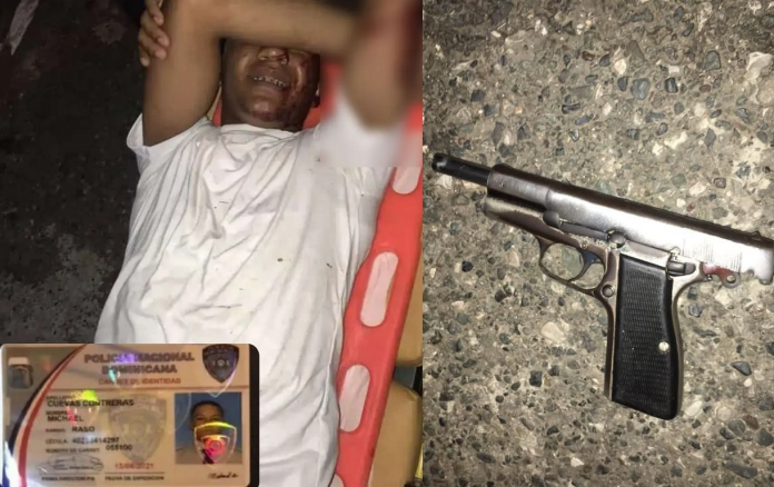 Policías hieren de bala a otro uniformado que sorprendieron asaltando en la Av. Anacaona con Luperón