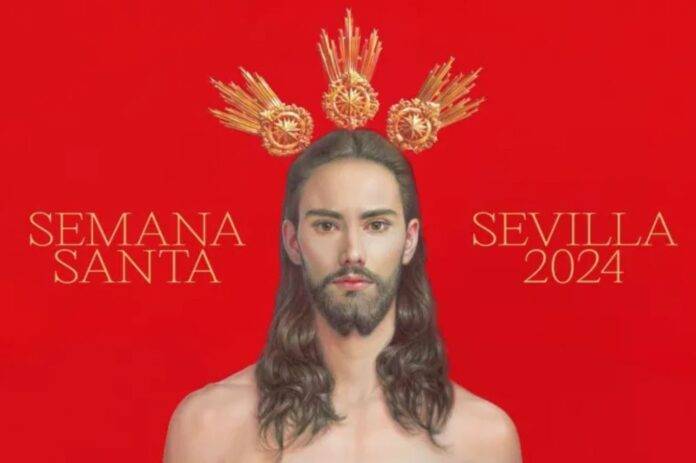 Polémica en torno al Cristo del cartel oficial que anuncia la Semana Santa 2024 en Sevilla