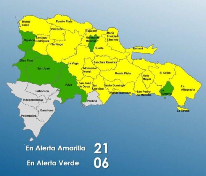 El COE eleva a 21 el número de provincias bajo alerta amarilla, mientras que 6 permanecen en verde