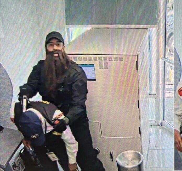 Imágenes del momento en que varios asaltantes penetran al Banco Popular