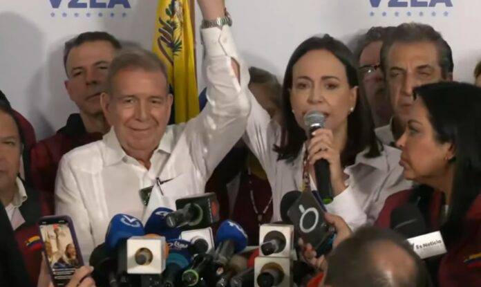 María Corina Machado declara: “¡Venezuela tiene un nuevo presidente electo, y es Edmundo González Urrutia!”