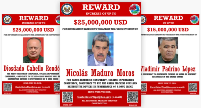 EE.UU. eleva la recompensa US$ 25 millones por Maduro