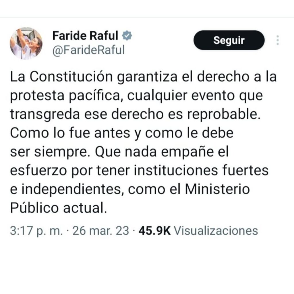 La dirigente politica del Partido Revolucionario Moderno Faride Raful defendia hasta con su vida el derecho que tiene los ciudadanos constitucionalmente a la protesta pacifica pero ahora resulta qu 1