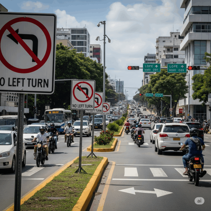 Prohíben girar a la izquierda en tres intersecciones de la Lope de Vega a partir de este domingo.