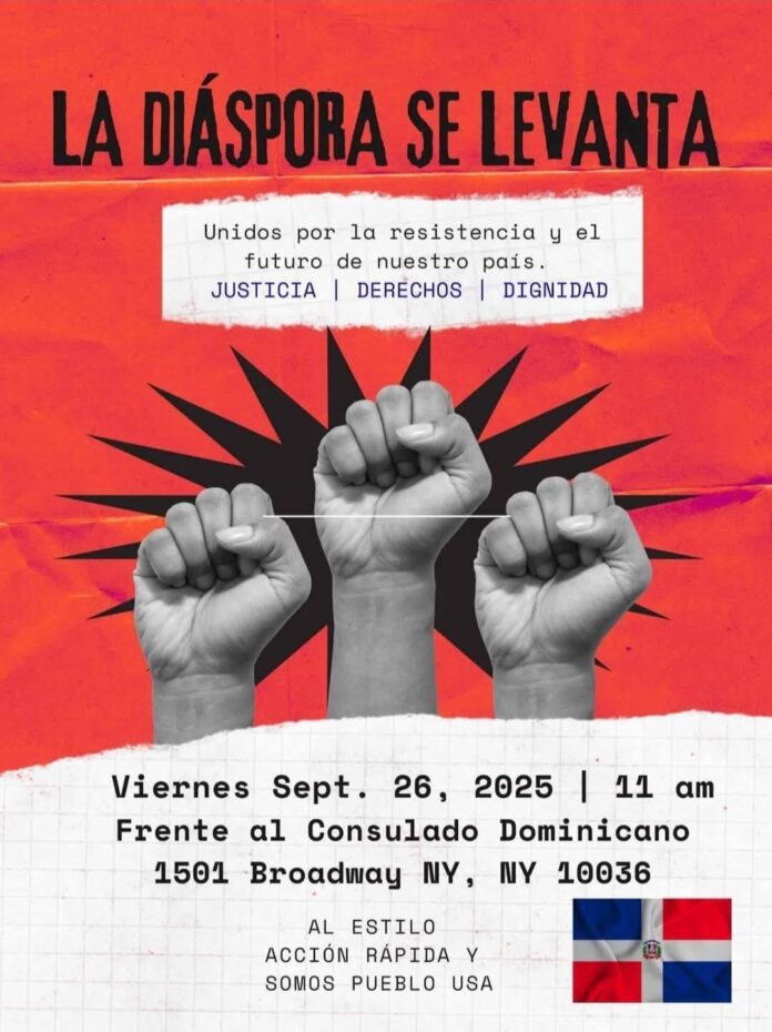 Dominicanos en el exterior convocan protesta frente al consulado en Nueva York por corrupción y abandono institucional