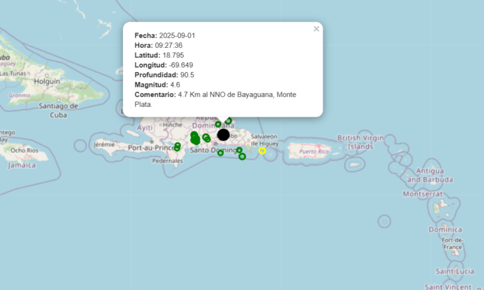 Sismo de 4.6 despierta a la República Dominicana este lunes