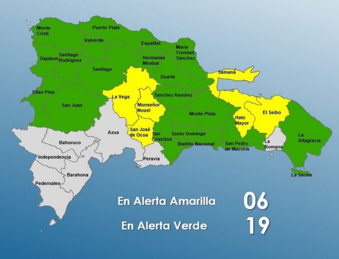 COE mantiene 24 provincias y el Distrito Nacional en alerta por lluvias