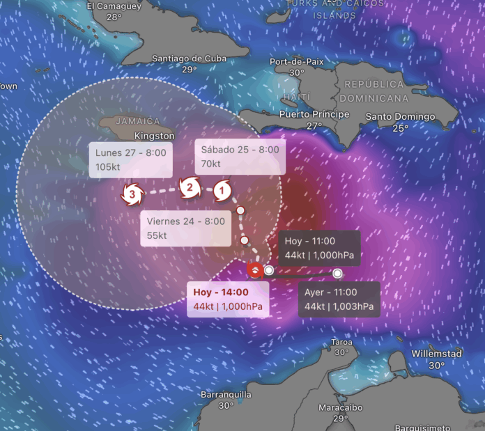 Indomet pronostica lluvias más intensas el jueves por efectos de la tormenta Melissa