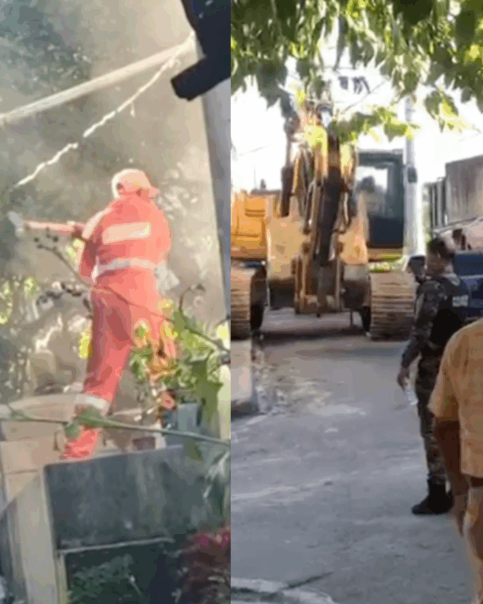Derriban viviendas con personas dentro en desalojo en barrio Cuba