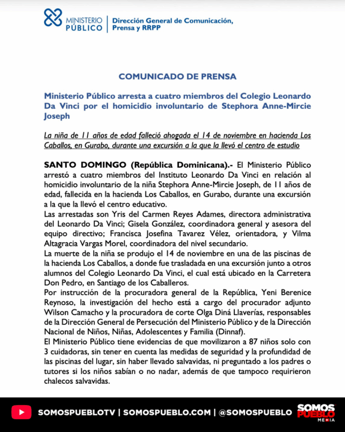 Ministerio Público Califica como Homicidio Involuntario Muerte de Stephora Anne-Mircie Joseph