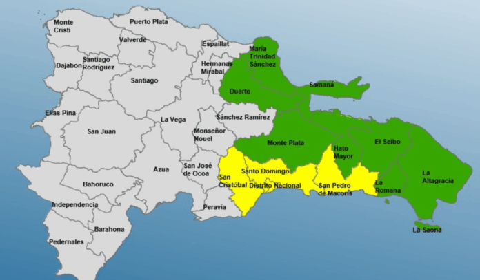 COE eleva niveles de alerta en 11 provincias y el Distrito Nacional por vaguada y sistema frontal