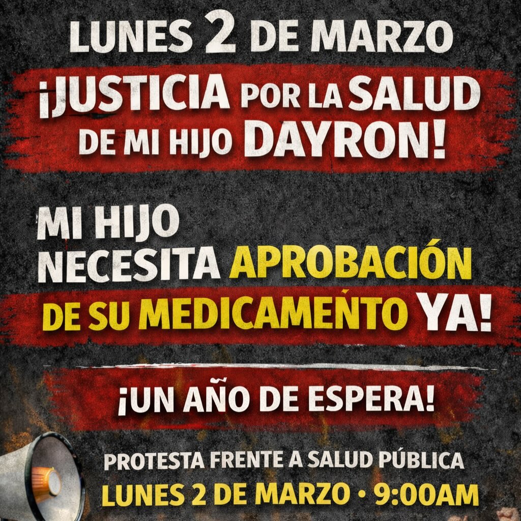 Este lunes 2 de marzo estaremos protestando de manera pacifica frente a Salud Publica en reclam
