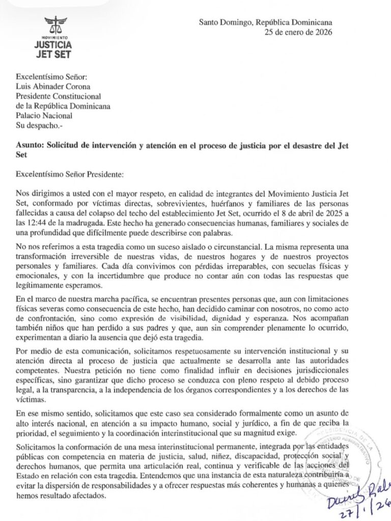 COMUNICADO PUBLICO Movimiento Justicia Jet Set Hace mas de un mes fue remitida esta comunicacio
