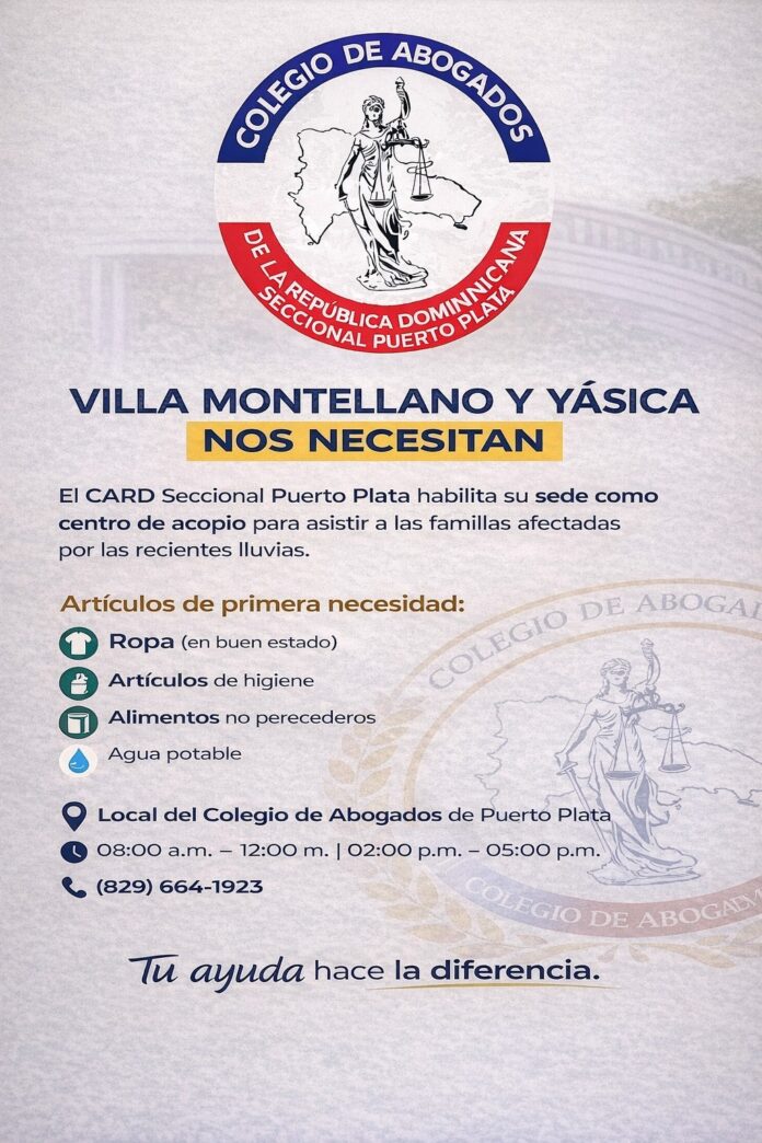 Habilitan centro de acopio en Puerto Plata para asistir a familias afectadas por las lluvias