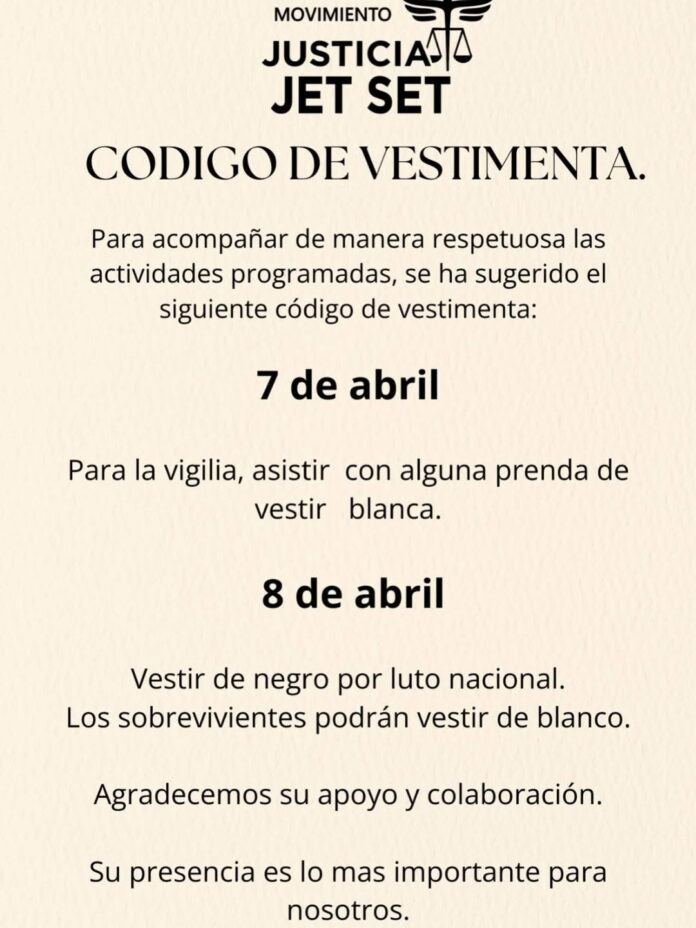 Movimiento Justicia Jet Set convoca a vigilia y luto nacional