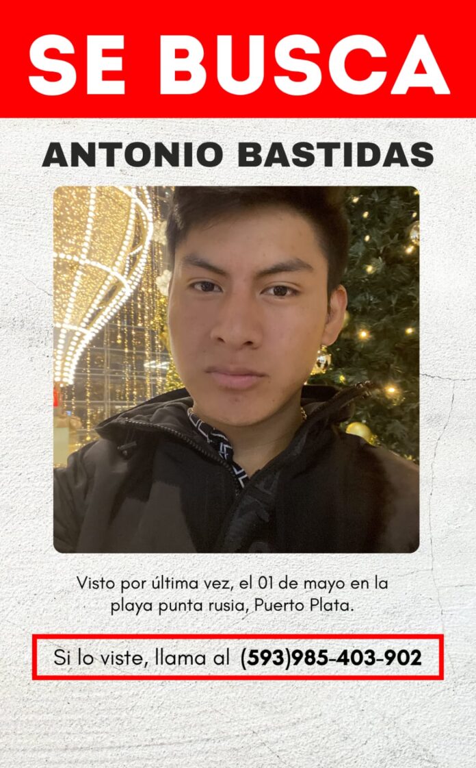 Familia ecuatoriana pide ayuda para localizar a joven desaparecido tras naufragio en Punta Rucia, Puerto Plata