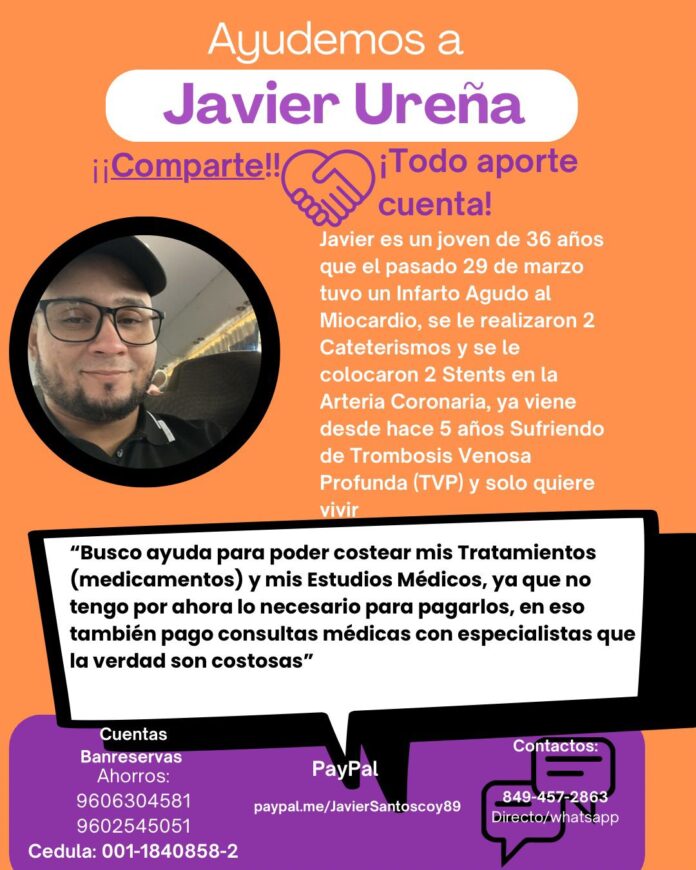 Solicitan ayuda económica para joven de Pedernales tras sufrir infarto agudo al miocardio